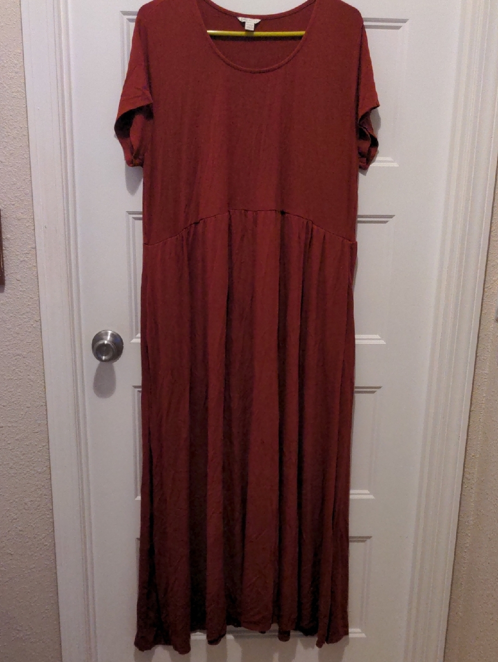 Cato Women's Plus Size 18/20W Rust Red Short Sleeve Pocketed Maxi Dress